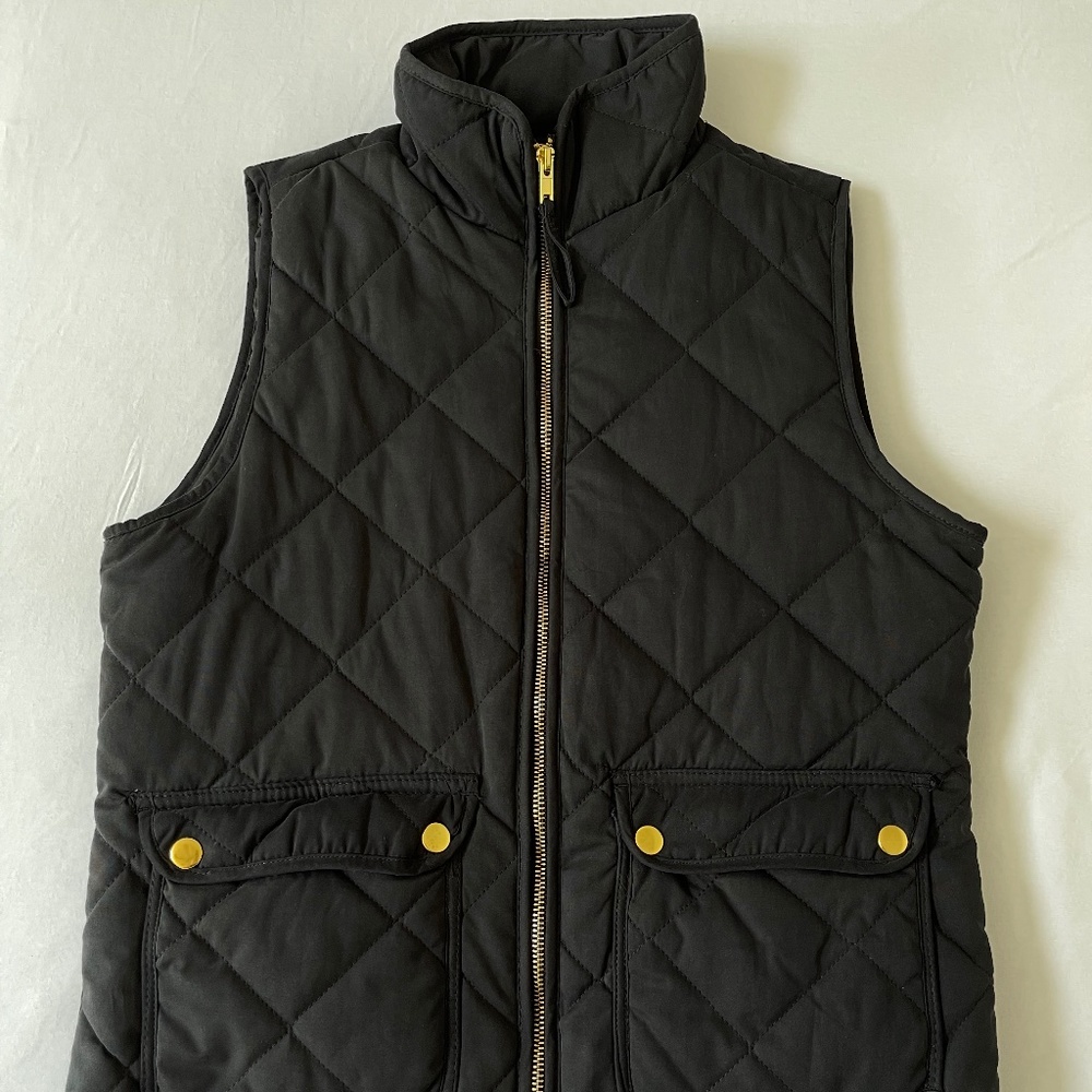 Black Quilted Vest w Gold Details